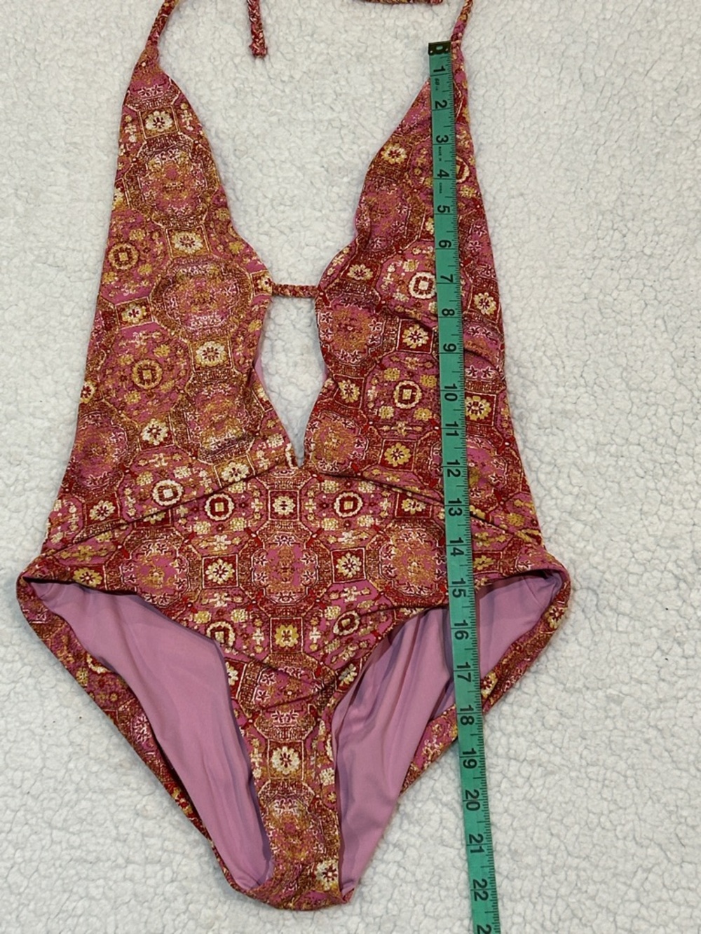 Frankies Bikinis Lily Geo Print One Piece Swimsuit size Large Isla Pink - Picture 9 of 11